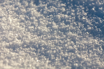 Closeup of snow in winter
