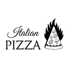 Pizza Piece label. Logo pizzeria.  illustration.