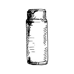 Hand drawn cosmetic container. Sketched mock-up of cosmetic package.