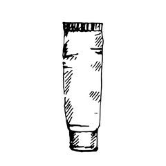 Hand drawn cosmetic container. Sketched mock-up of cosmetic package.