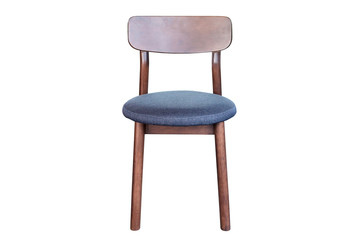 Wooden chair with fabric cushion isolated.