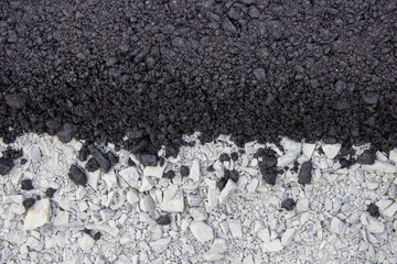 The texture of fresh hot black asphalt