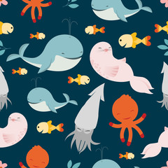 Creative Cute Wild Animals vector pattern