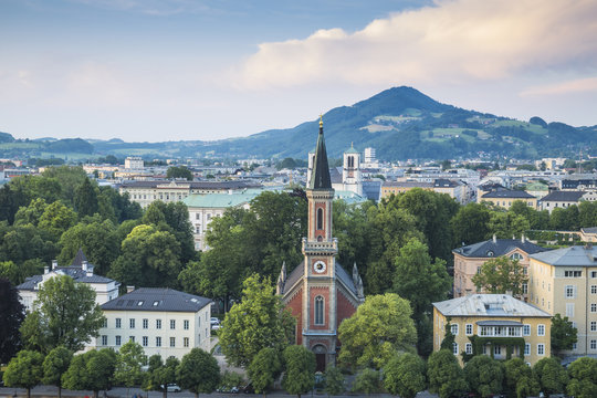 View of Protestant Church of Christ, Salzburg, Austria