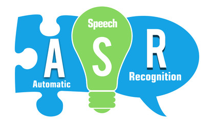 ASR - Automatic Speech Recognition Green Blue Three Symbols 