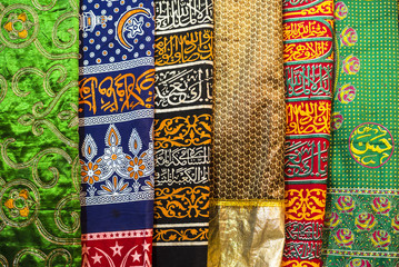 Colourful pashmina scarves, New Delhi