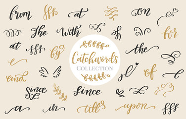 Set of Catchwords and Swashes, Design Elements Collection, Vector Hand Lettering, Modern Brush Calligraphy, Web and Print Background