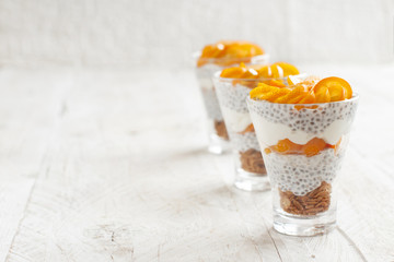 Chia pudding parfait with kumquat