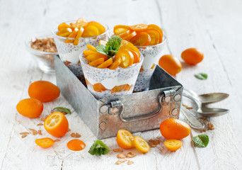 Chia pudding parfait with kumquat