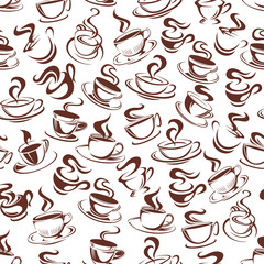 Vector coffee cup seamless pattern background