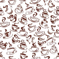 Foto op Plexiglas Koffie Vector koffiekopje naadloze patroon achtergrond