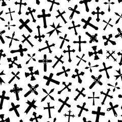 Cross crucifix seamless vector pattern background