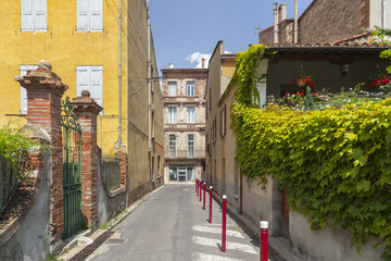 Fototapeta na wymiar Street in Prades, Languedoc-Roussillon,France.