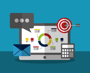 computer email marketing analysis business statistics data concept vector illustration