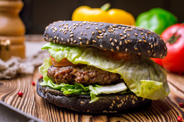 Black Burger with meat