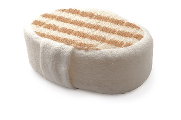 fabric bath puff or sponge or scrub isolated with clipping path.
