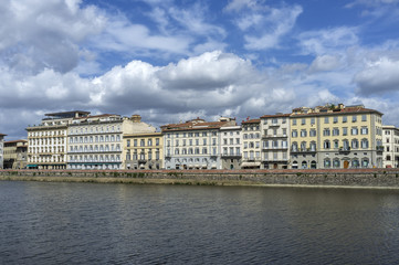 Italian buildings over Arno river in Florence, Tuscany, Italy.