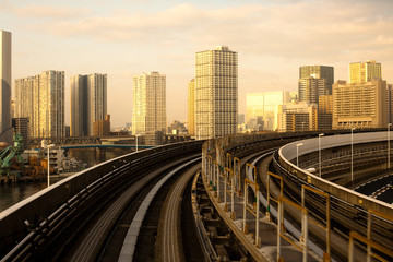 Fototapeta na wymiar Yurikamome elevated train line, Tokyo, Kanto Region, Honshu, Japan