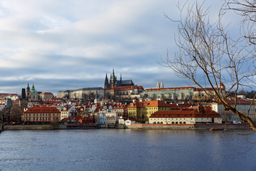 Fototapeta na wymiar Prague Castle and Vltava river