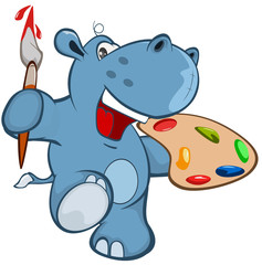  Illustration of a Cute Little Hippo Cartoon Character