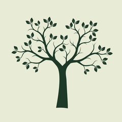 Obraz premium Green Spring Tree with Leaves. Vector Illustration.