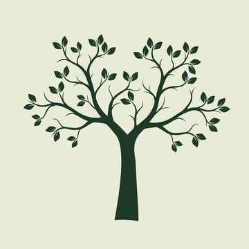 Green Spring Tree with Leaves. Vector Illustration.
