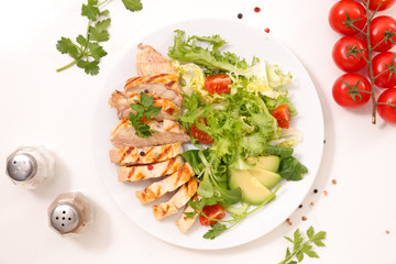 grilled chicken sliced and salad