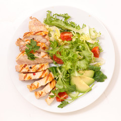 grilled chicken sliced and salad