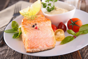 salmon fish and sauce