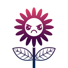 cute kawaii angry flower decoration cartoon vector illustration degrade color design