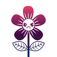 beautiful flower angry kawaii cartoon vector illustration degrade color design