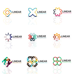 Set of geometric minimalistic abstract icons, stars and flowers, business fashion or beauty concept
