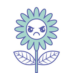 cute kawaii angry flower decoration cartoon vector illustration green design