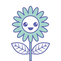 cute kawaii flower decoration cartoon vector illustration green design