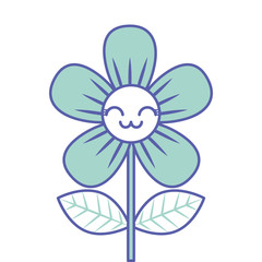beautiful flower cute kawaii cartoon vector illustration green design