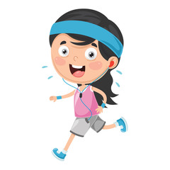 Fototapeta na wymiar Vector Illustration Of Kid Running