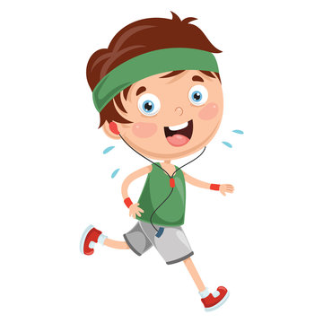 Vector Illustration Of Kid Running