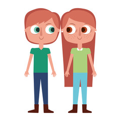 brother and sister happy children cartoon vector illustration
