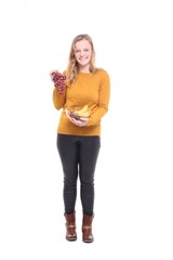 Caucasian woman with food