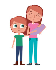 cute mother holding her baby and son child vector illustration