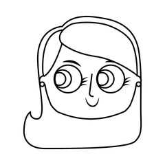 beautiful young teenager happy face girl smiling vector illustration thin line