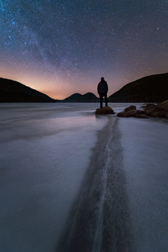 The Night Sky At Jordan Pond In Acadia National Park