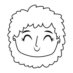 beautiful young teenager happy face girl smiling vector illustration thin line