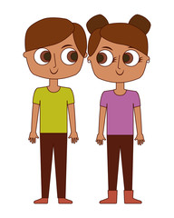 brother and sister happy children cartoon vector illustration