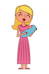 mom holds the baby in her arms vector illustration