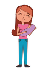 mom holds the baby in her arms vector illustration