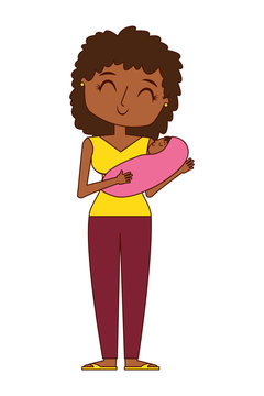 mom holds the baby in her arms vector illustration