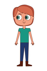 cartoon little boy is standing character vector illustration