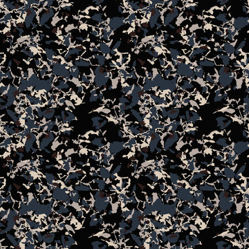 Seamless navy and white fashion vector pattern with imitation of texture of unusual urban camouflage. Can be used as camo print for clothes or wrapping paper or as backdrop and wallpaper