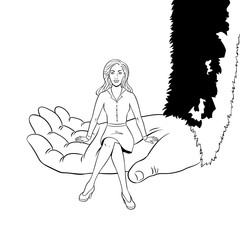 Beauty young woman on hand coloring vector